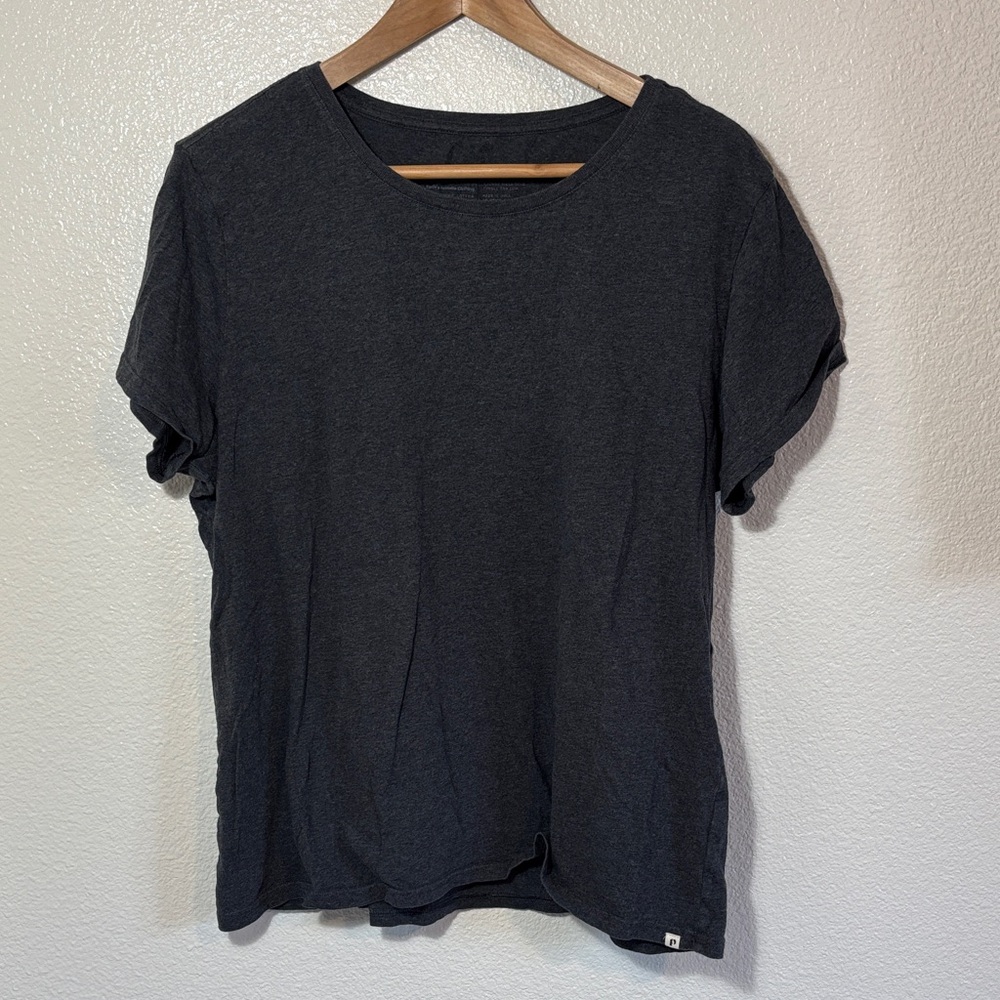 Pact 100% Organic Cotton Heather Charcoal Gray Crew Neck T Shirt Size XL